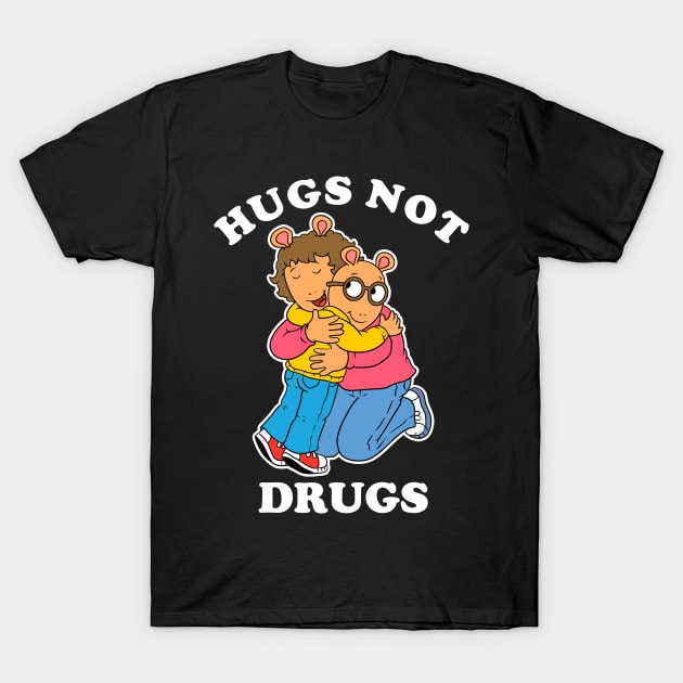 Hugs Not Drugs (Black Tee) T-Shirt by OniSide